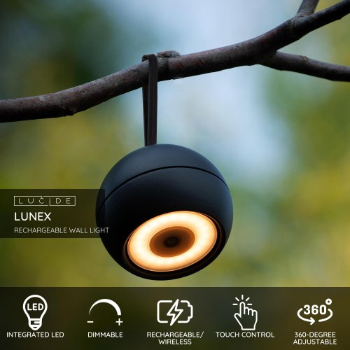 LUCIDE Lucide LUNEX - Wall light Outdoor - LED Dim. - 1x2W 3000K - IP54 - Bla venkovní svítidlo - obrázek