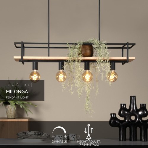 LUCIDE Lucide MILONGA - Pendant light - 4xE27 - Black závěsné svítidlo, lustr - obrázek