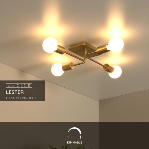 LUCIDE Lucide LESTER - Flush ceiling light - 4xE27 - Matt Gold / Brass - obrázek