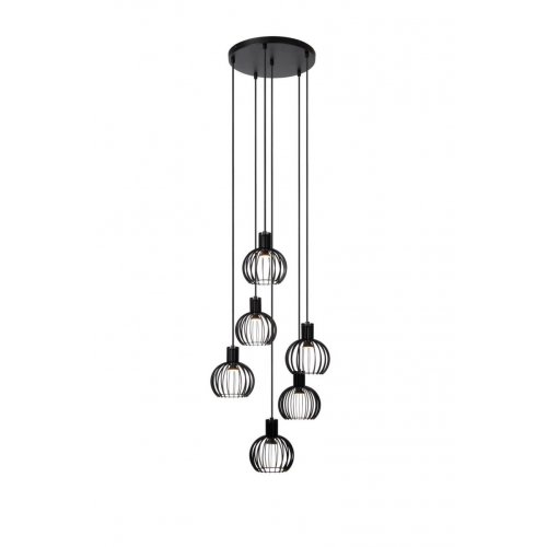LUCIDE Lucide MIKAELA - Pendant light - D35 cm - 6xE14 - Black závěsné svítidlo, lustr