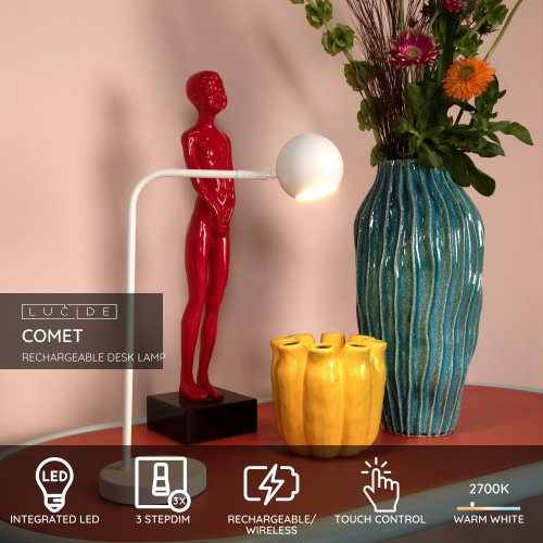 LUCIDE Lucide COMET - Rechargeable Floor reading lamp - Battery - LED Dim. - stolní lampa - obrázek