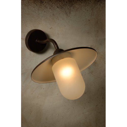 LUCIDE ARUBA Wall Light 1xE27 30cm Frost Glass/Rust Brown, venkovní svítidlo - obrázek