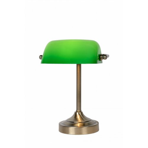 LUCIDE Banker Lamp E14 W22cm H30cm Glass Green/Bronze stolní lampa