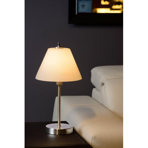 LUCIDE TOUCH Table Lamp E14/40 Satin chrome/Opal Glass, stolní lampa - obrázek