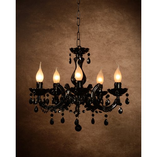 LUCIDE ARABESQUE Chandelier 5xE14/40W Black, závěsné svítidlo, lustr - obrázek