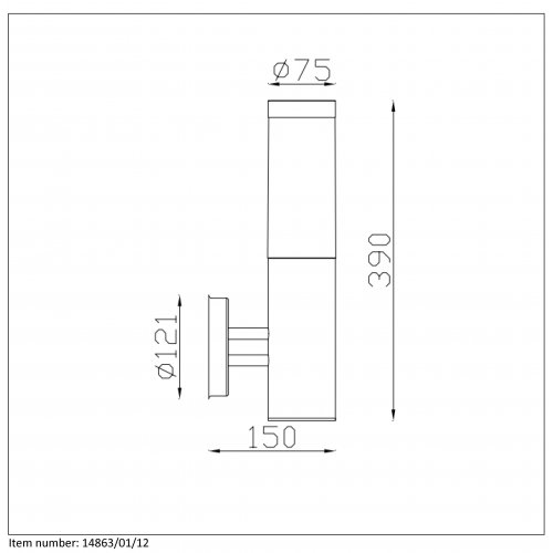 LUCIDE KIBO Wall Light  IP44 H39cm E27 Satin Chrome, venkovní svítidlo - obrázek