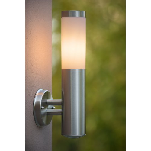 LUCIDE KIBO Wall Light  IP44 H39cm E27 Satin Chrome, venkovní svítidlo - obrázek