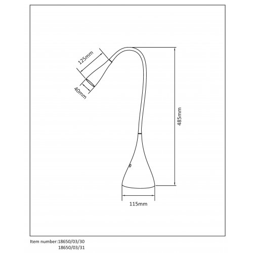 LUCIDE ZOZY Desk Lamp LED 3W 3000K H48cm White, stolní lampa - obrázek