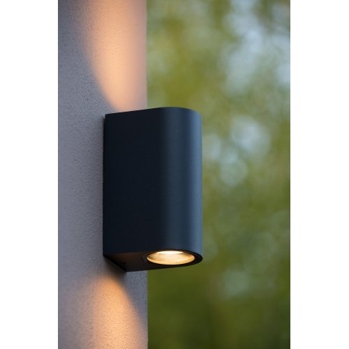 LUCIDE BOOGY Wall Light 2xGU10 IP44 L7 H15cm Black, venkovní svítidlo - obrázek