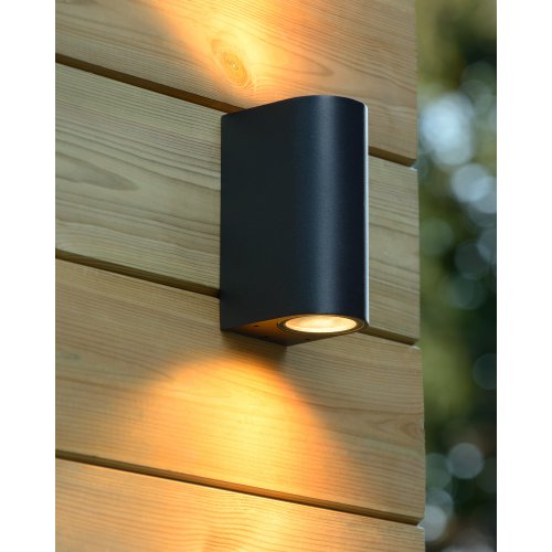 LUCIDE BOOGY Wall Light 2xGU10 IP44 L7 H15cm Black, venkovní svítidlo - obrázek