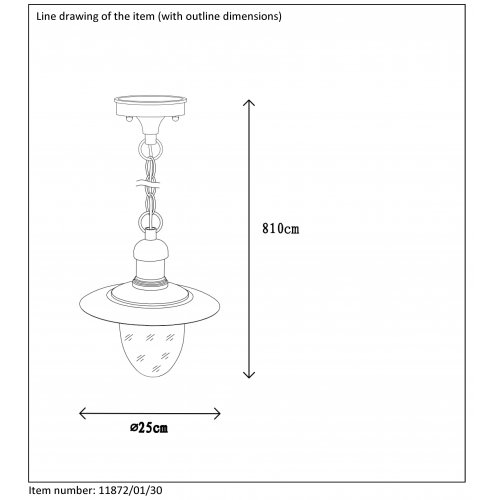 LUCIDE ARUBA Lantern IP44 1xE27 H80 D25 Black venkovní svítidlo - obrázek