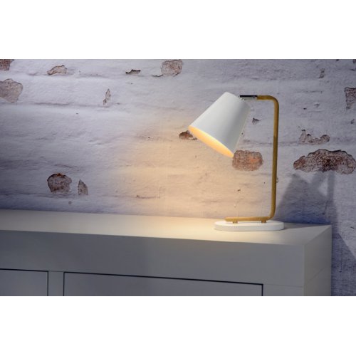 LUCIDE CONA Table Lamp E14 L19 W10 H36cm White, stolní lampa - obrázek