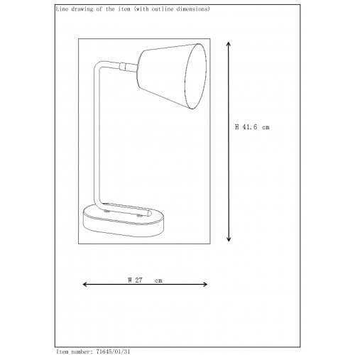 LUCIDE CONA Table Lamp E14 L19 W10 H36cm White, stolní lampa - obrázek