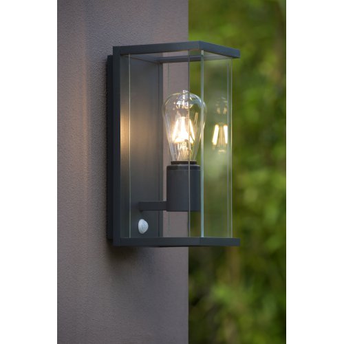 LUCIDE CLAIRE-LED Wall Light + senzor pohybu,  IP54, Black, venkovní svítidlo - obrázek