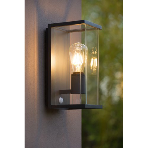 LUCIDE CLAIRE-LED Wall Light + senzor pohybu,  IP54, Black, venkovní svítidlo - obrázek