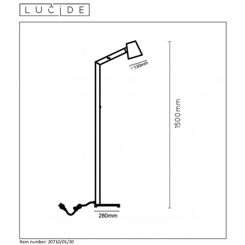 LUCIDE MIZUKO Floor Lamp E14 H150cm Black, stojací lampa - obrázek