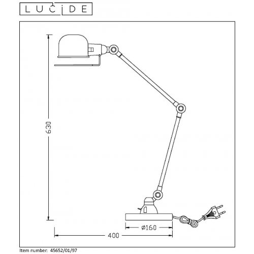 LUCIDE HONORE Desk Lamp E14 H60cm Rust Brown, stolní lampa - obrázek