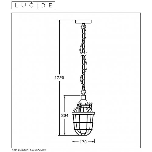 LUCIDE HONORE Pendant E27 17cm Rust Brown, závěsné svítidlo, lustr - obrázek