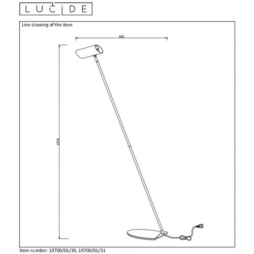 LUCIDE HESTER Floor Lamp LED GU10 H137cm White, stojací lampa - obrázek