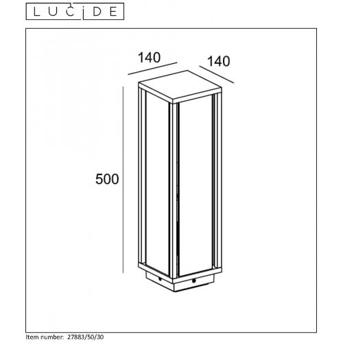 LUCIDE CLAIRE Bollard IP54 1xE27 Max15W L14cm Black, venkovní svítidlo - obrázek