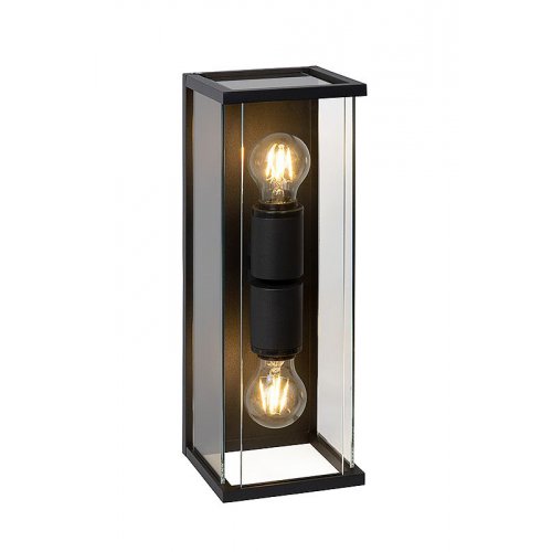 LUCIDE CLAIRE-LED Wall Light IP54 2xE27 Max15W Black, venkovní svítidlo - obrázek