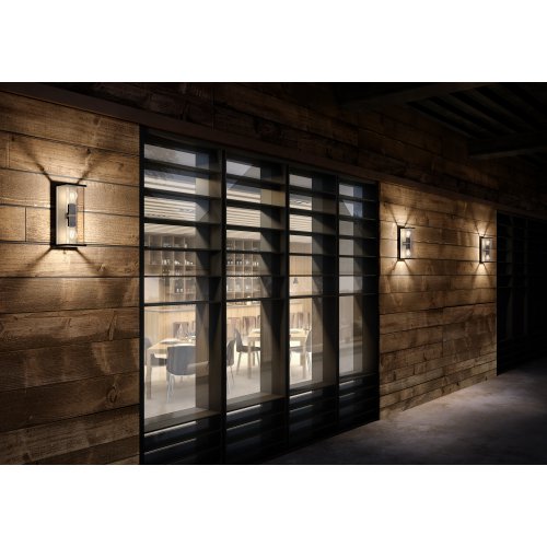 LUCIDE CLAIRE-LED Wall Light IP54 2xE27 Max15W Black, venkovní svítidlo - obrázek