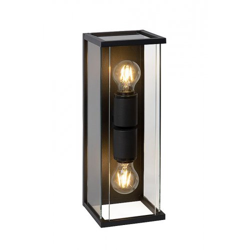 LUCIDE CLAIRE-LED Wall Light IP54 2xE27 Max15W Black, venkovní svítidlo