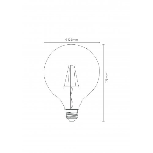 LUCIDE Bulb LED G125 Filament E27/5W 500LM 2700K Transparent, žárovka, zářivka - obrázek