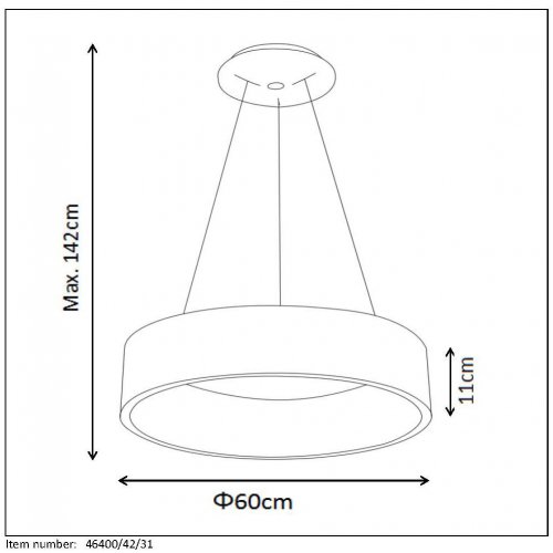 LUCIDE TALOWE LED Pendant D60cm 42W 3000K White, závěsné svítidlo, lustr - obrázek