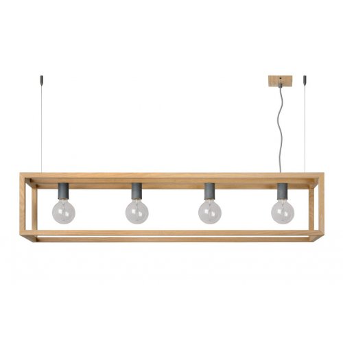 LUCIDE ORIS Pendant 4xE27 L120cm Light Wood, závěsné svítidlo, lustr - obrázek