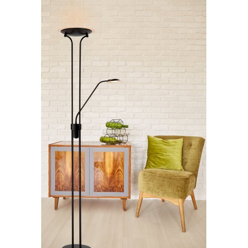 LUCIDE CHAMPION-LED Floor Lamp 20W+4W H180cm Black, stojací lampa - obrázek