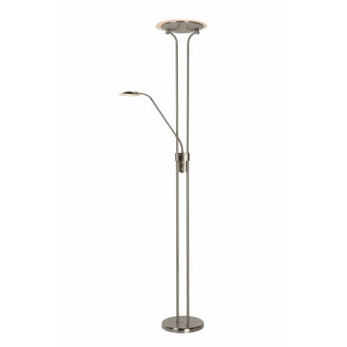 LUCIDE CHAMPION-LED Floor Lamp 20W+4W H180cm Satin Chrome, stojací lampa - obrázek