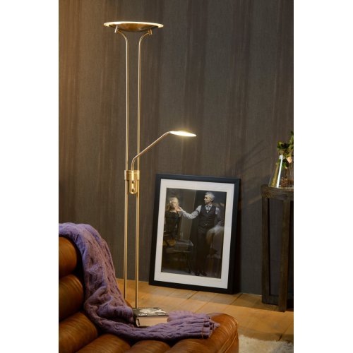 LUCIDE CHAMPION-LED Floor Lamp 20W+4W H180cm Satin Chrome, stojací lampa - obrázek