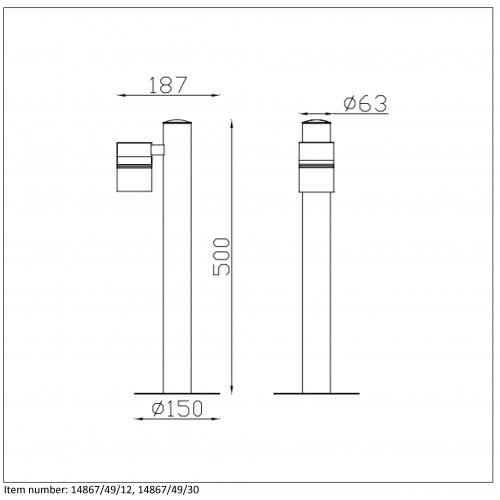 LUCIDE ARNE-LED Post H50cm 1xGU10/5W 2700 venkovní svítidlo - obrázek