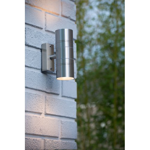 LUCIDE ARNE-LED Outdoor Wall lamp 2xGU10/5W Satin Chrome, venkovní svítidlo - obrázek
