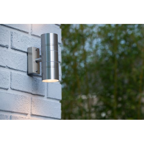 LUCIDE ARNE-LED Outdoor Wall lamp 2xGU10/5W Satin Chrome, venkovní svítidlo - obrázek