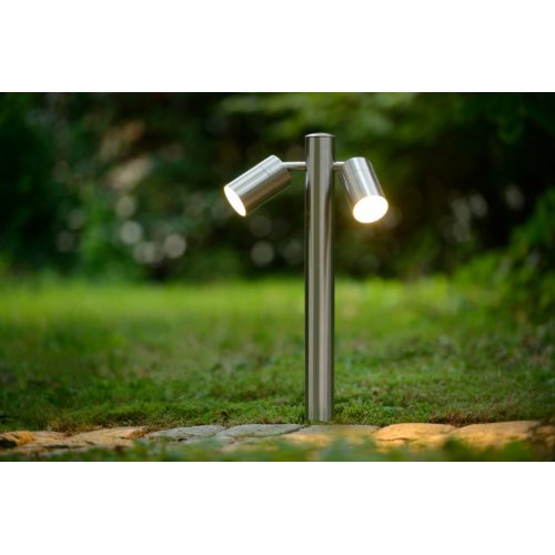 LUCIDE ARNE-LED Bollard H50cm 2xGU10/5W Satin Chrome, venkovní svítidlo - obrázek