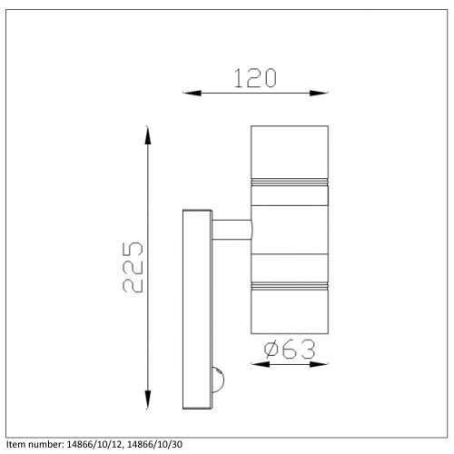 LUCIDE ARNE-LED Wall Light+senzor pohybu 2xGU10/5W Black, venkovní svítidlo - obrázek