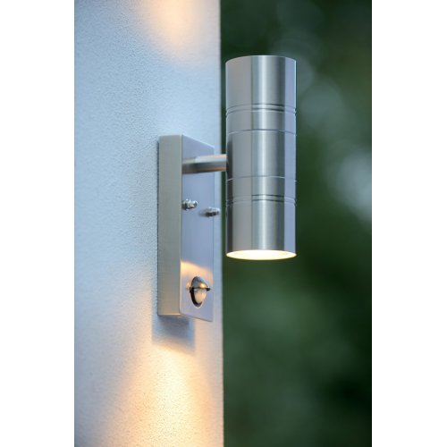 LUCIDE ARNE-LED Wall Light+senzor pohybu 2xGU10/5W Satin Chrome, venkovní svítidlo - obrázek