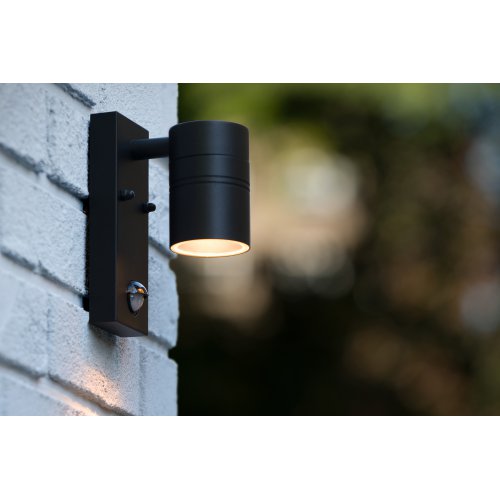 LUCIDE ARNE-LED Wall Light+senzor pohybu 1xGU10/5W Black, venkovní svítidlo - obrázek
