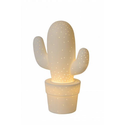 LUCIDE CACTUS Table Lamp Ceramic E14 H30.5 D20cm White, stolní lampa - obrázek