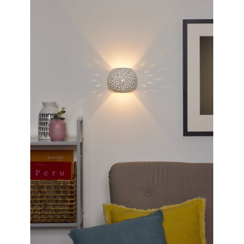 LUCIDE GIPSY Wall Light Round G9 15x12x11cm White, nástěnné svítidlo - obrázek