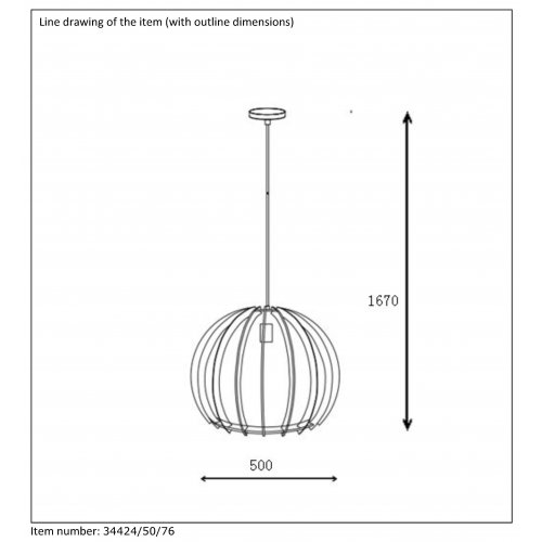 LUCIDE BOUNDE Pendant E27 D50 H37cm Light Wood, závěsné svítidlo, lustr - obrázek