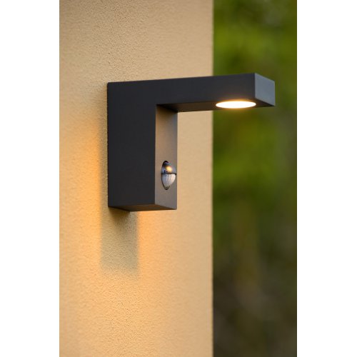 LUCIDE TEXAS-IR Wall Light IP54 H12 L15 LED 6W senzor pohybu, Black, venkovní svítidlo - obrázek