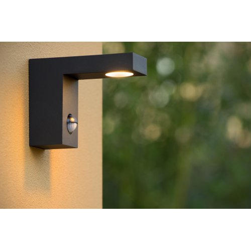 LUCIDE TEXAS-IR Wall Light IP54 H12 L15 LED 6W senzor pohybu, Black, venkovní svítidlo - obrázek