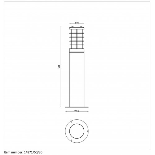 LUCIDE SOLID Post IP54 E27 H50cm Black, venkovní svítidlo - obrázek