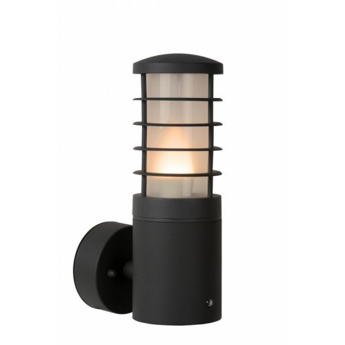 LUCIDE SOLID Wall Light IP54 E27 H25 W15cm Black, venkovní svítidlo - obrázek