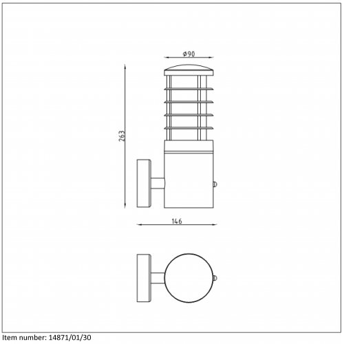 LUCIDE SOLID Wall Light IP54 E27 H25 W15cm Black, venkovní svítidlo - obrázek