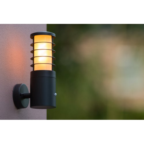 LUCIDE SOLID Wall Light IP54 E27 H25 W15cm Black, venkovní svítidlo - obrázek