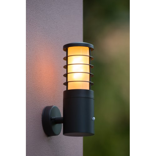 LUCIDE SOLID Wall Light IP54 E27 H25 W15cm Black, venkovní svítidlo - obrázek